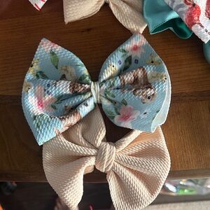 Charming Floral and Cream Hair Bow Set for Kids